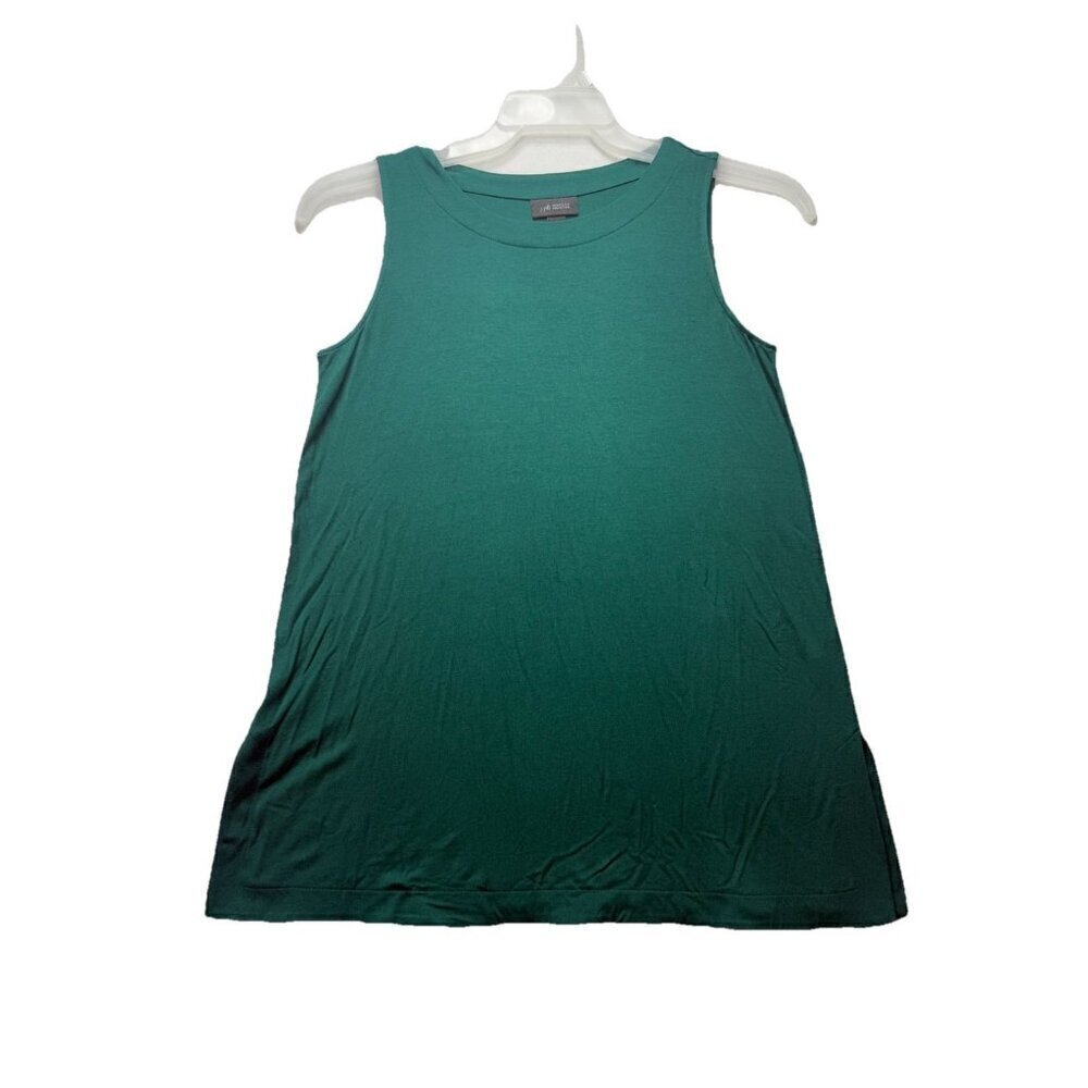 J. Jill Wearever Collection Long Tank Top Forest Green Size XS Rayon Blend Slits
